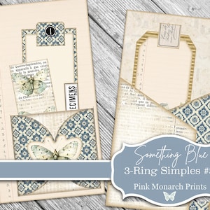 Something Blue #5: 3-Ring Super Simple, Folio, Junk Journal, Digital, Printable, Junk Journaling Supplies, Circle Pocket, Flip-Out Pocket