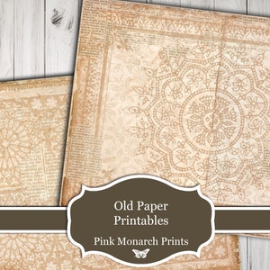 Oud papier, afdrukbaar, afdrukbare ongewenste dagboeken, vintage, scrapbookingpapier, digitale collagepapieren, ongewenste dagboekkit, digitale ongewenste dagboeken