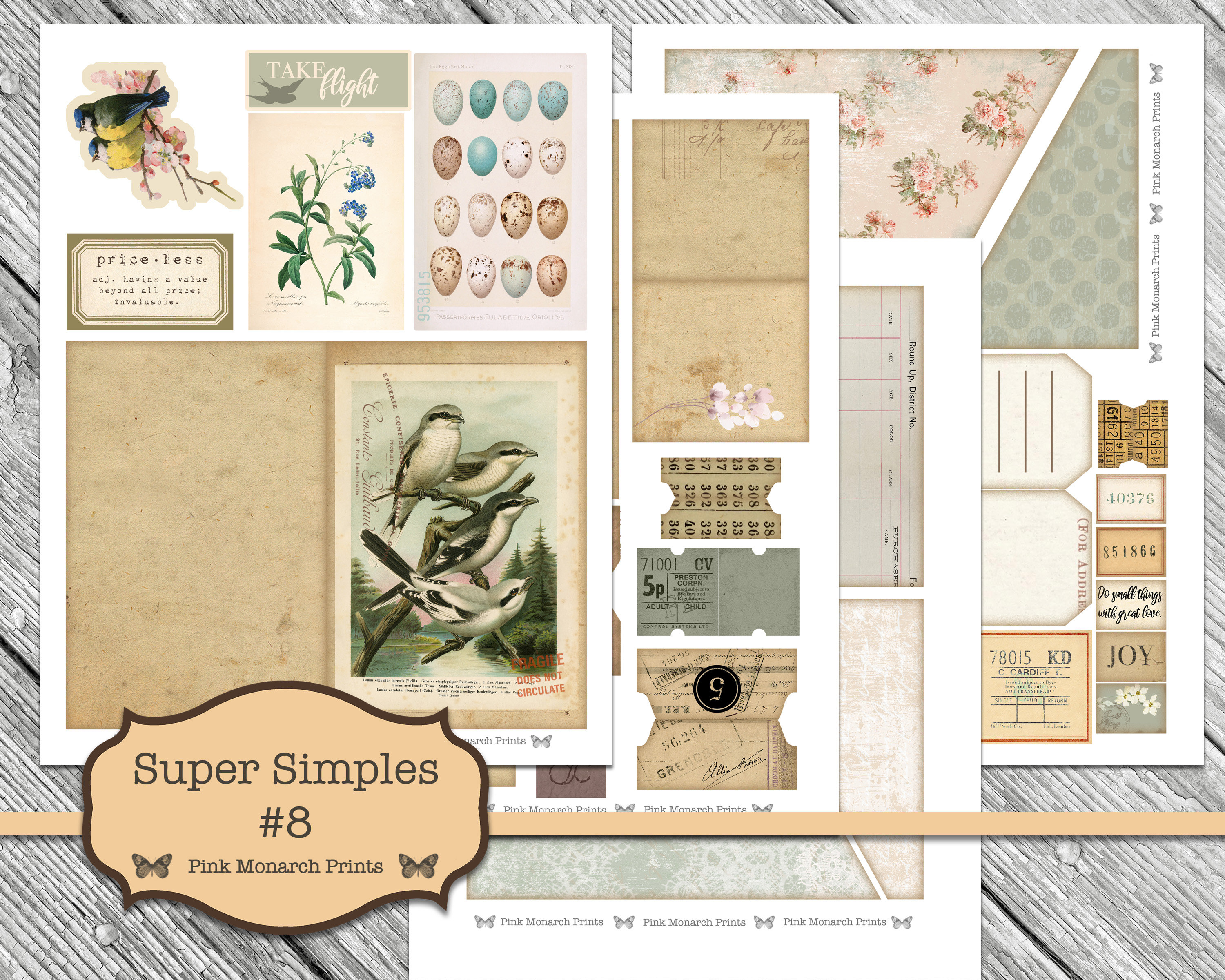 Super Simples 8, Junk Journal Kit, Digital Junk Journal