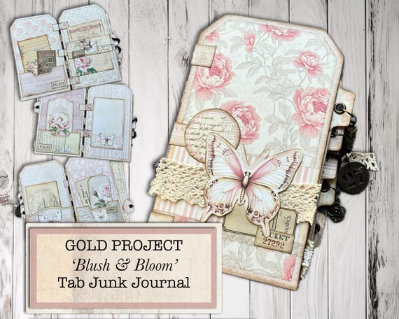 Blush & Bloom Junk Journal Kit: Shabby Chic Mini Folio (Digital Download, PDF) July 2025