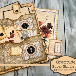 Gratitude Super Simples 5, Digital Junk Journal Kit, Junk Journaling Kit, Junk Journaling Ephemera, Thanksgiving Junk Journal, Pink Monarch