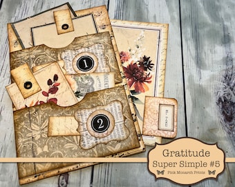 Gratitude Super Simples 5, Digital Junk Journal Kit, Junk Journaling Kit, Junk Journaling Ephemera, Thanksgiving Junk Journal, Pink Monarch