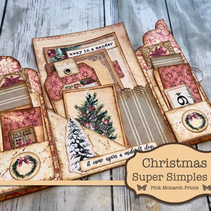 Christmas Super Simples 3, Junk Journal Kit, Junk Journal, Folio, Junk Journaling Ephemera, Christmas Junk Journal, Pink Monarch Prints