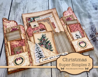 Christmas Super Simples 3, Junk Journal Kit, Junk Journal, Folio, Junk Journaling Ephemera, Christmas Junk Journal, Pink Monarch Prints
