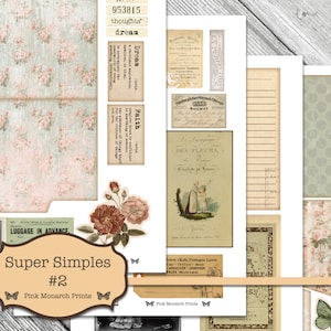 Super Simples 2, Junk Journal Kit, Digital Junk Journal, Junk Journaling Ephemera, Floral Junk Journal, Junk Journaling Kit, Tags, Pockets