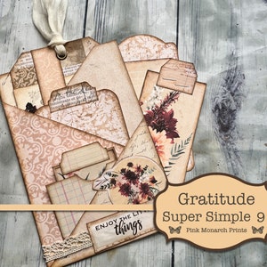 Gratitude Super Simples 9, Digital Junk Journal Kit, Junk Journaling Kit, Junk Journaling Ephemera, Thanksgiving Junk Journal, Pink Monarch