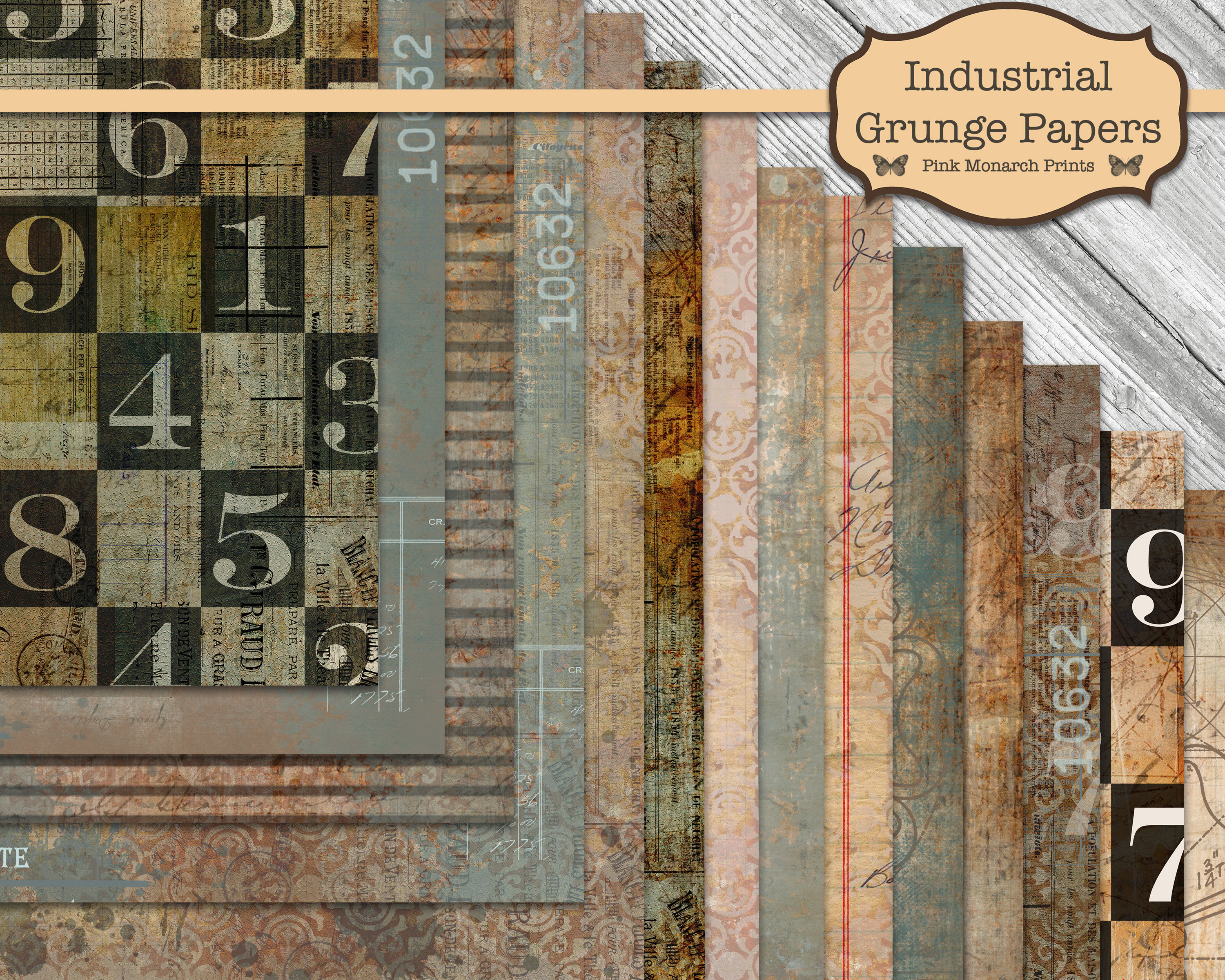 Industrial Grunge Papers, Junk Journal Kit, Steampunk Junk Journaling…