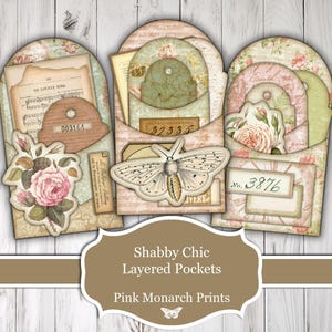 Pochettes superposées shabby chic, kit imprimable de journal indésirable, journal numérique indésirable