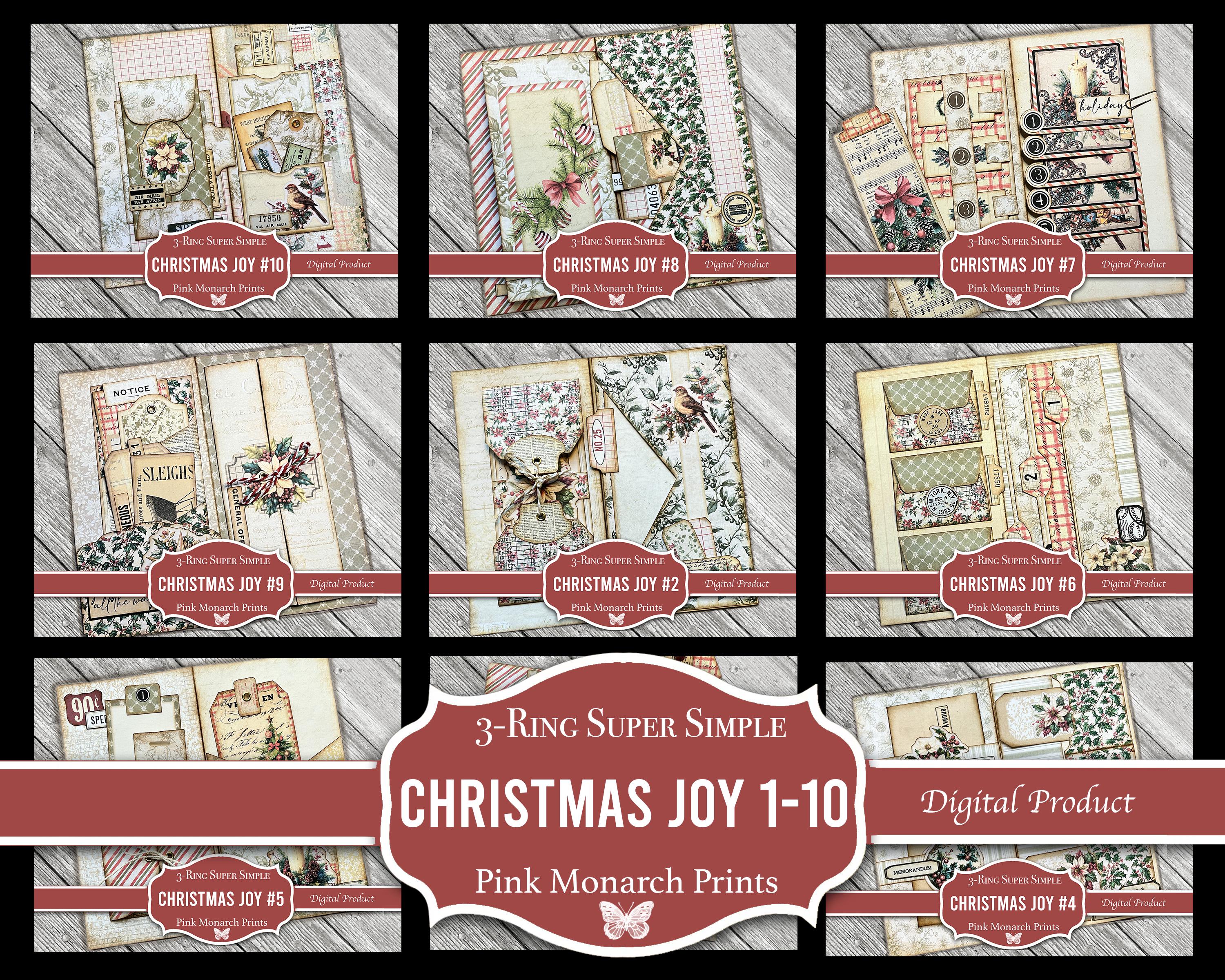 Complete Collection! Christmas Joy 1-10 3-Ring Super Simple, Folio, Junk Journal, Digital, Printable, Junk Journaling Supplies, Mini Project