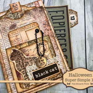 Halloween Super Simples 10, Junk Journal Kit, Black Cat, Folio, Junk Journaling Ephemera, Halloween Junk Journal, Halloween Digital Kit