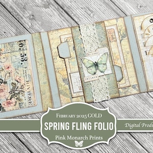 Spring Fling Folio, February 2025 GOLD Project, Printable Kit, Junk Journal Folio, Digital Junk Journal, Folio, Journal, Spring!