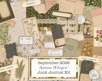 Autumn Whispers, September 2026 Subscription, Printable Kit, 58 Pages, Junk Journal Scrapbooking Kit (Digital Download)