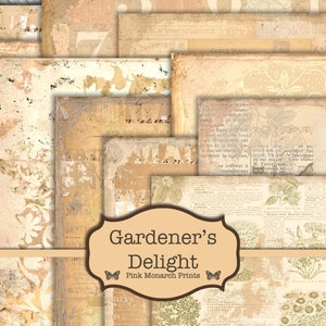 Gardeners Delight Papers, Junk Journal Kit, Digital Junk Journal, Junk Journaling Digital Papers, Antique Digital Paper, Printable Papers