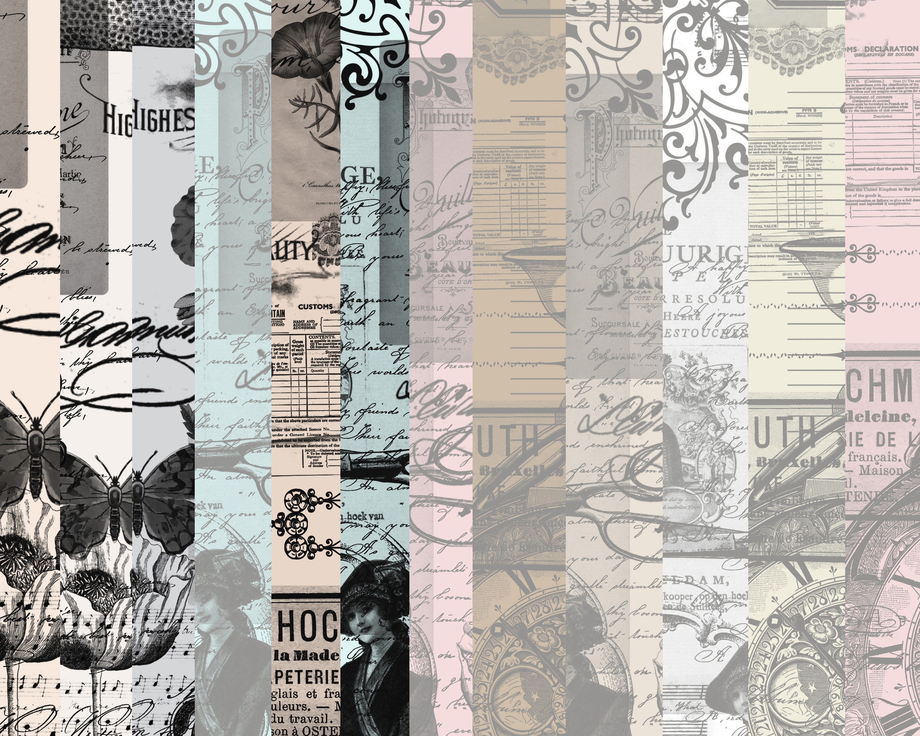 Digital Collage Sheets Vintage Collage Papers Sewing Papers | Etsy
