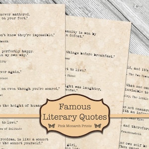 Famous Quotes, Digital Quotes, Printable Quotes from Literature, Printable Junk Journaling Words, Collage Ephemera, Quotes from Books, Best