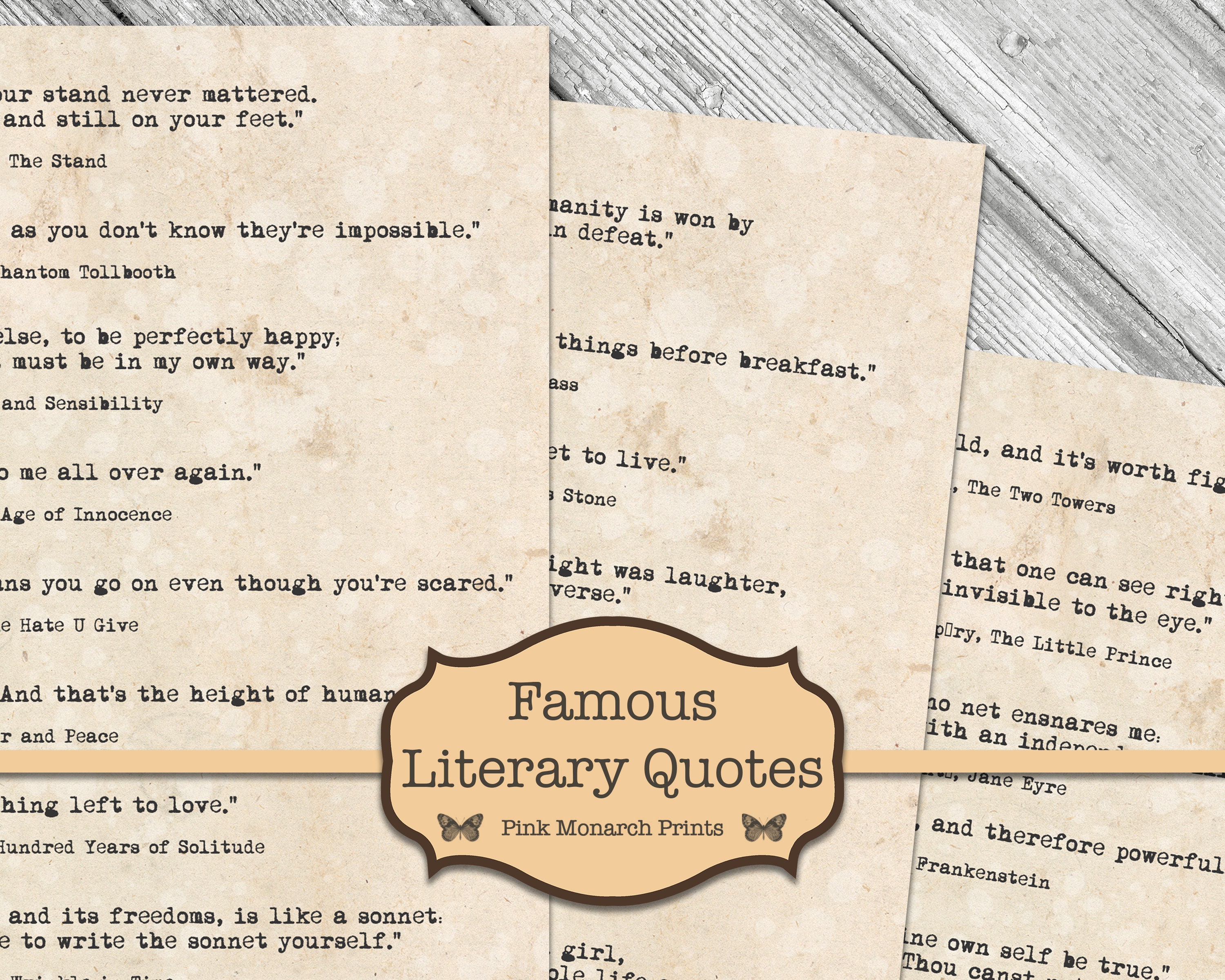 Famous Quotes, Digital Quotes, Printable Quotes from Literature, Prin…