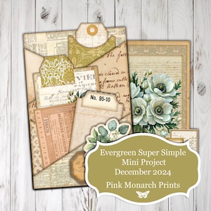 Evergreen Super Simple, Printable Kit, December 2024 Subscription Mini Project, Junk Journal Folio, Digital Junk Journal, Christmas, Winter
