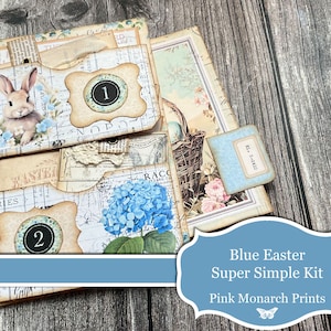 Blue Easter Super Simple, Printable Kit, Digital, Junk Journal Kit, Junk Journal, Junk Journaling, Pink Monarch Prints, Vintage, Scrapbook