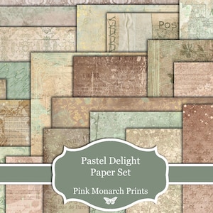 Pastel Delight Papier Set, 20 Druckbare Papiere, Digital Junk Journal, Junk Journal Papiere, Junk Journal Digitals, Scrapbook Papiere, Vintage