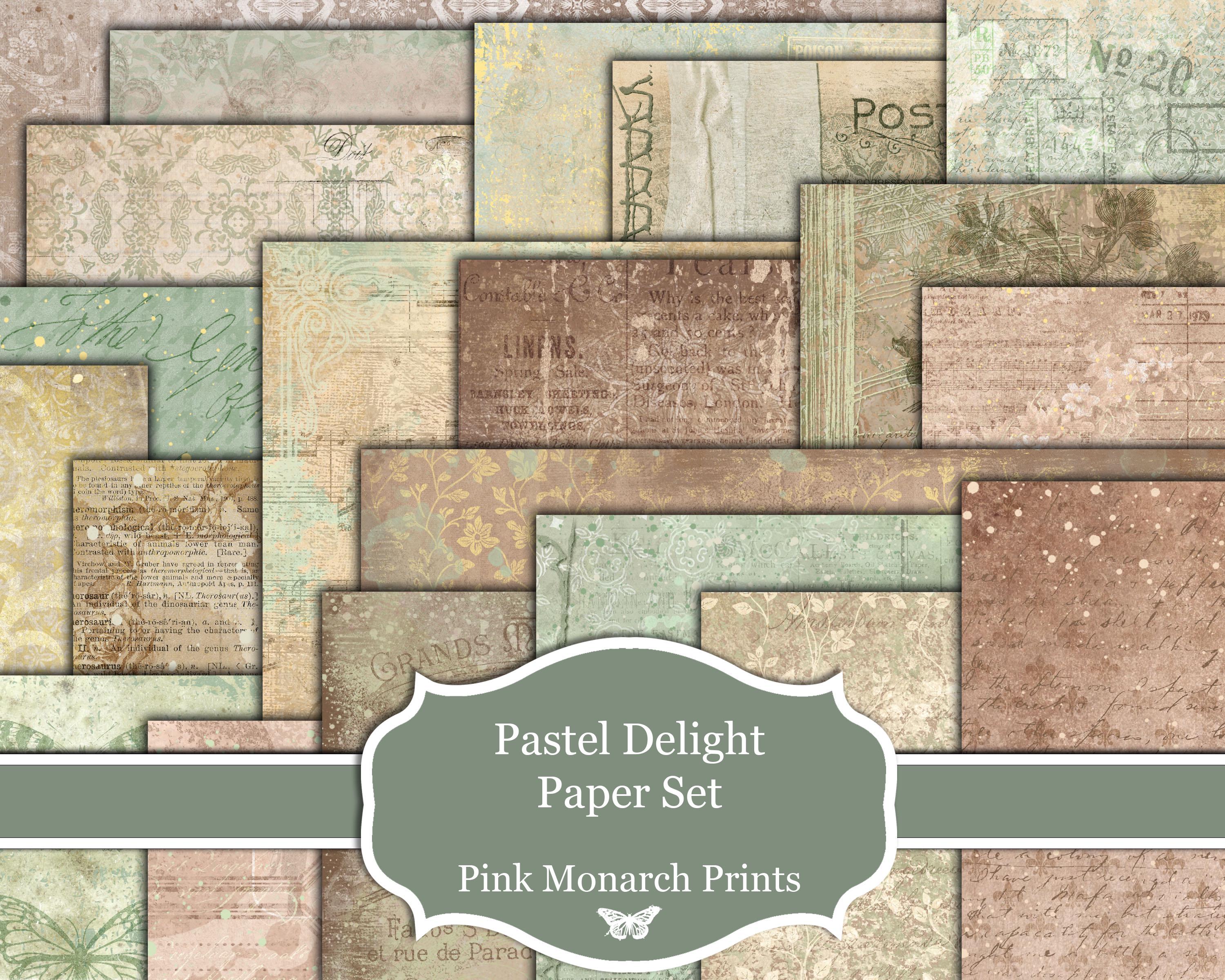Pastel Delight Paper Set, 20, Printable Papers, Digital Junk Journal, Junk Journal Papers, Junk Journal Digitals, Scrapbook Papers, Vintage