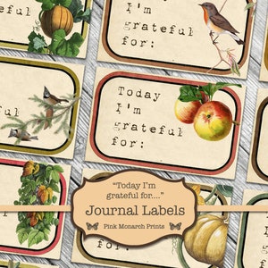 Junk Journal Kit, Gratitude Junk Journal, Junk Journal Embellishments, Fall, Autumn, Thanksgiving, Junk Journaling Labels, Gratitude Journal