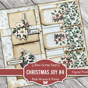Christmas Joy #4: 3-Ring Super Simple, Folio, Junk Journal, Digital, Printable, Junk Journaling Supplies, Mini Project, Bellybands