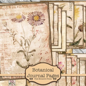 Botanical Double Pages, Junk Journal Kit, Junk Journaling Digitals, Botanical Junk Journal,  Junk Journal Pages, Wildflower, Nature Journal