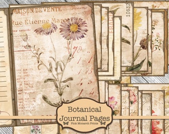 Botanical Double Pages, Junk Journal Kit, Junk Journaling Digitals, Botanical Junk Journal,  Junk Journal Pages, Wildflower, Nature Journal