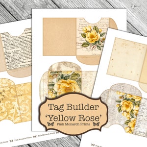 Yellow Rose Tag Builder Kit, Junk Journal Kit, Junk Journaling Digitals ...