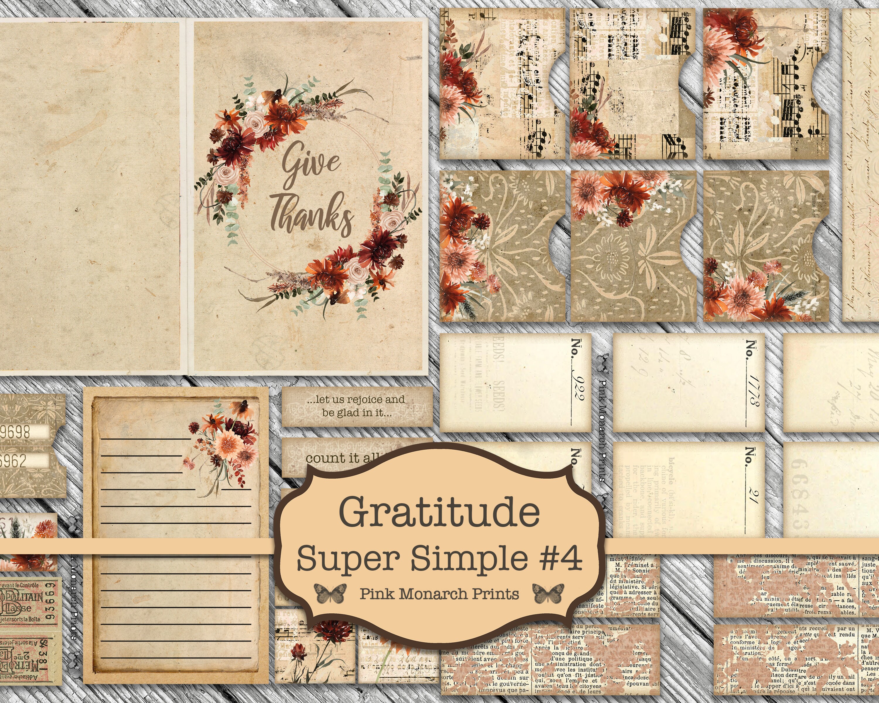 Gratitude Super Simples 4, Junk Journal Kit, Gratitude Junk Journal ...