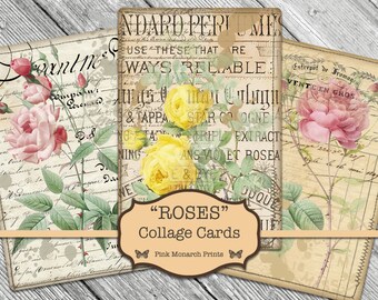 Digital Rose Ephemera, Junk Journaling Kit, Junk Journal Roses, Junk Journaling, Junk Journal Cards Embellishments, Digital, Printable,