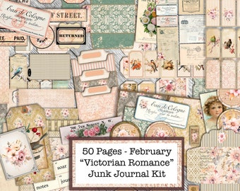 Ultimate February Subscription Complete Kit, Victorian Romance, Junk Journal Kit, Digital Junk Journal Kit, Junk Journal Kit, Complete