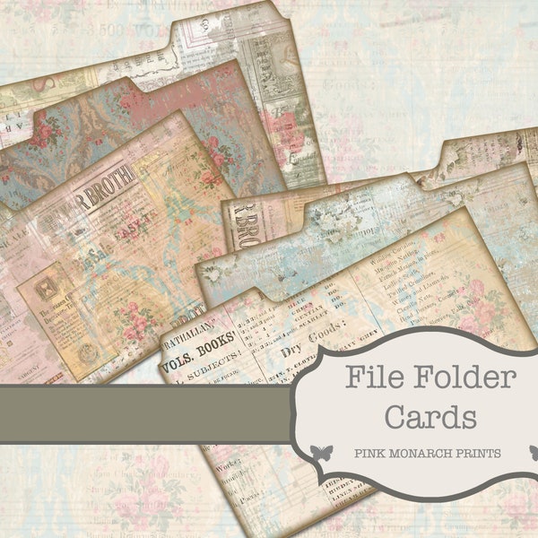 Junk Journal File Folder, Junk Journaling Digital, Printable File Folders, Shabby Chic Junk Journal, Junk Journal Embellishment, Victorian