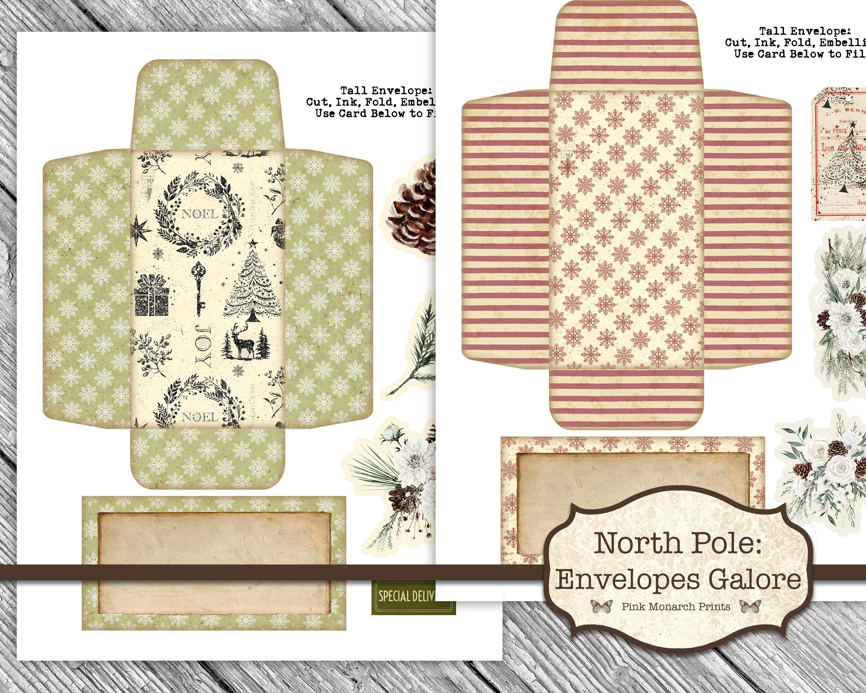 North Pole Envelopes Galore, Envelope Varieties, Digital Junk Journal