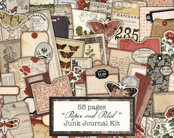 Paper And Petal, Printable Kit, 55 Pages, Junk Journal Scrapbooking Kit (Digital Download)