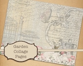 Collage Paper, Garden junk Journal, Digital Paper Floral, Printable Collage Garden, Junk Journal Botanical, Junk Journaling Garden Paper