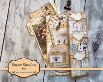 Super Simples 4, Junk Journal Kit, Digital Junk Journal, Junk Journaling Ephemera, Floral Junk Journal, Junk Journaling Kit, Tags, Pockets