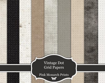 Vintage Dot Grid Papers, Printable Pages for Paper Crafts (Digital Download)