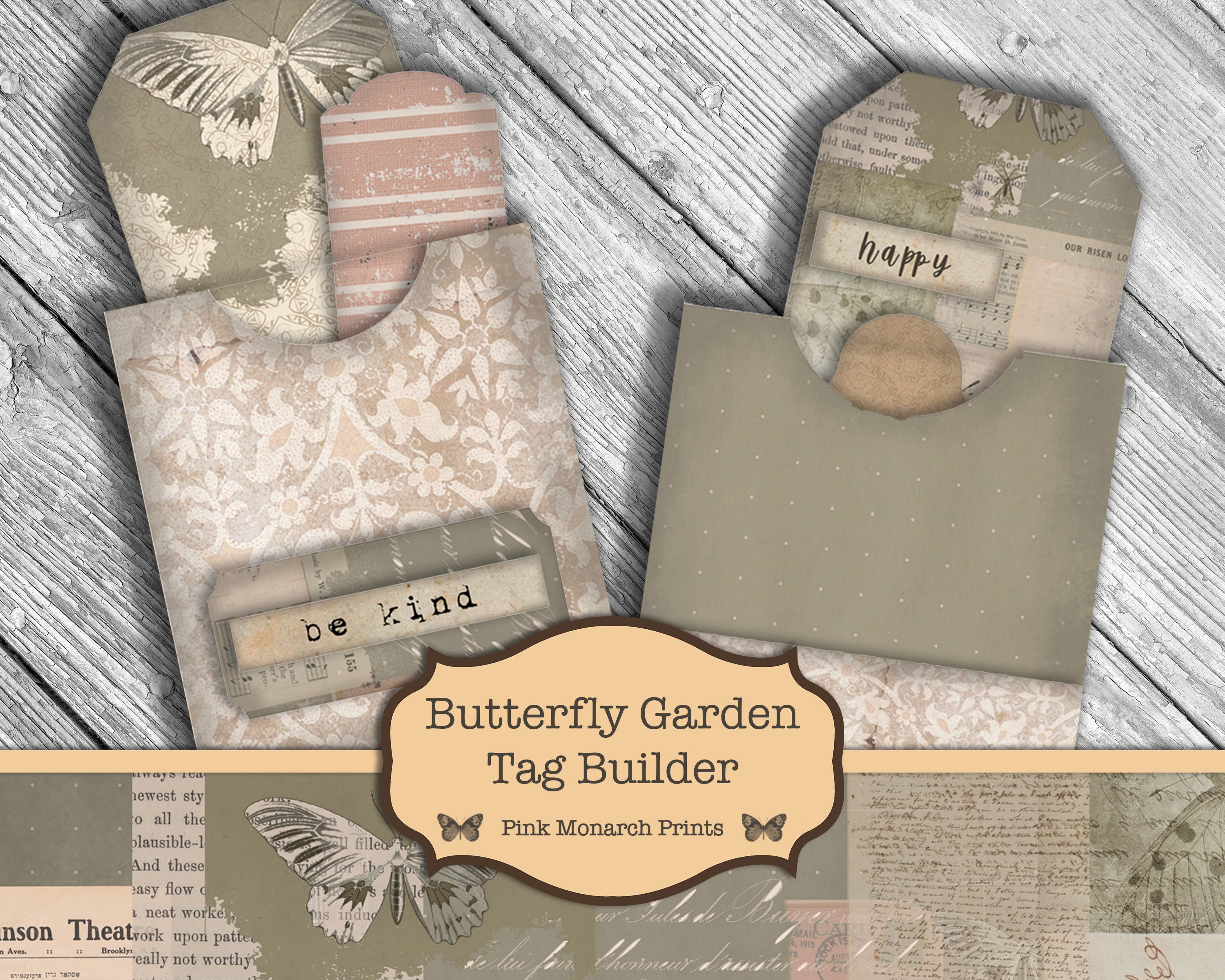 Vintage Tag Builder, Junk Journal Kit, Junk Journaling Digitals, Prin…