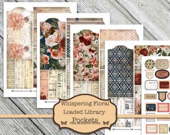 Whispering Florals, Junk Journal Kit, Digital Junk Journal, Junk Journaling Digital Papers, Floral Junk Journal, Printable Papers, Roses