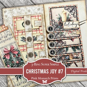 Christmas Joy #7: 3-Ring Super Simple, Folio, Junk Journal, Digital, Printable, Junk Journaling Supplies, Mini Project, Waterfall