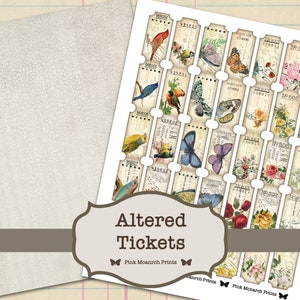 Printable Tickets, Junk Journal Ephemera, Digital Tickets, Butterfly Tickets, Junk Journaling Embellishments, Flower Tickets, Bird Tickets image 5