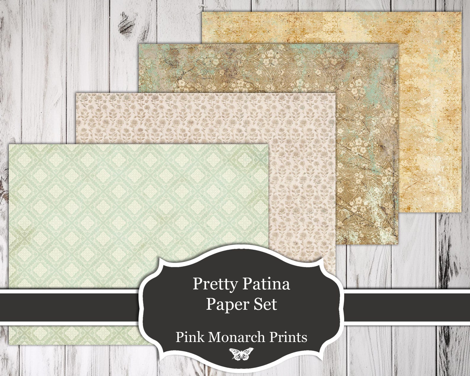 Pretty Patina Paper Set, Printable Scrapbooking and Junk Journaling ...