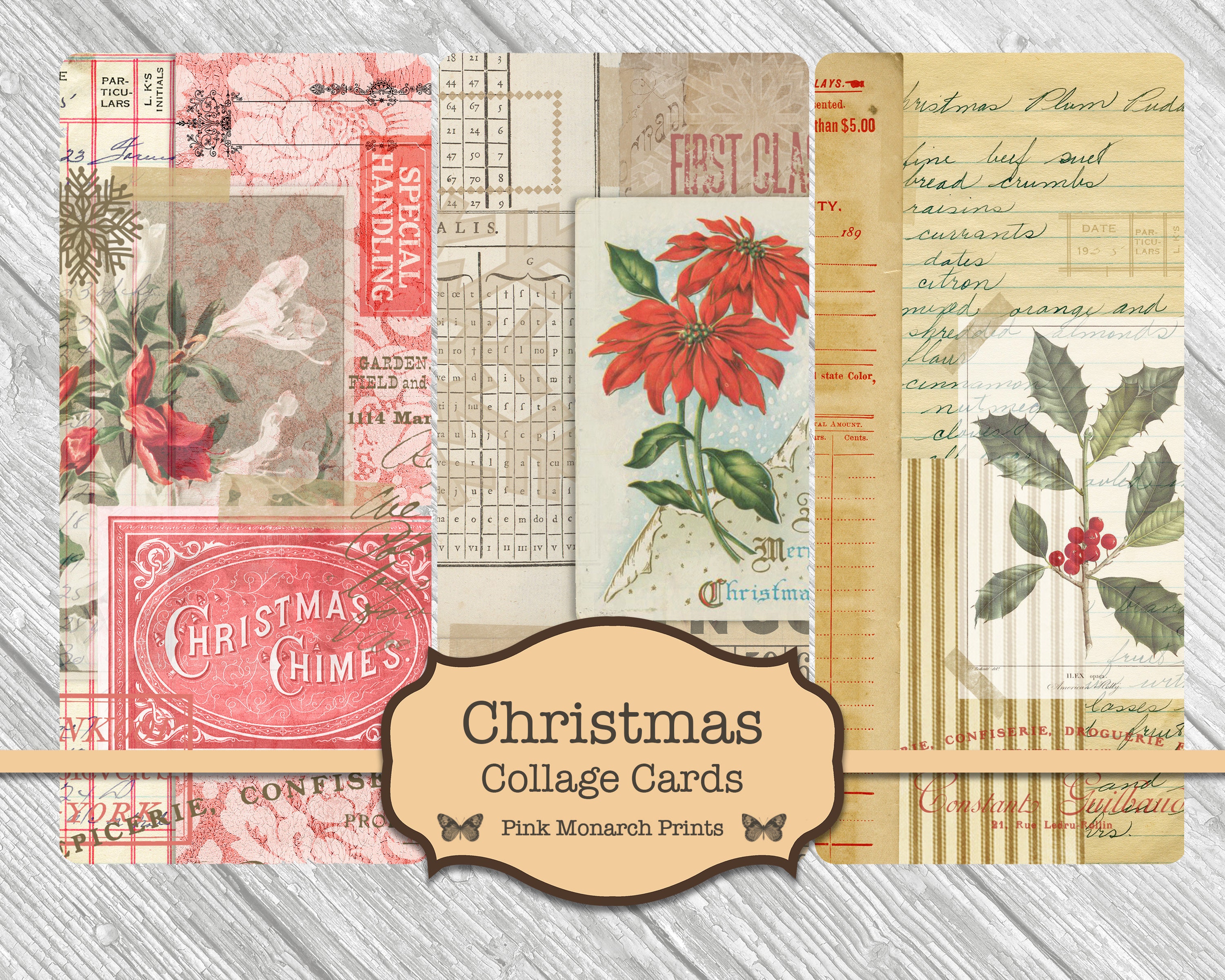 Junk Journal Kit, Junk Journaling Christmas, Christmas Collage Sheets…