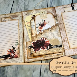 Dankbarkeit Super Simples 1, Junk Journal Kit, Junk Journal, Folio, Junk Journaling Ephemera, Thanksgiving Junk Journal, Pink Monarch Drucke