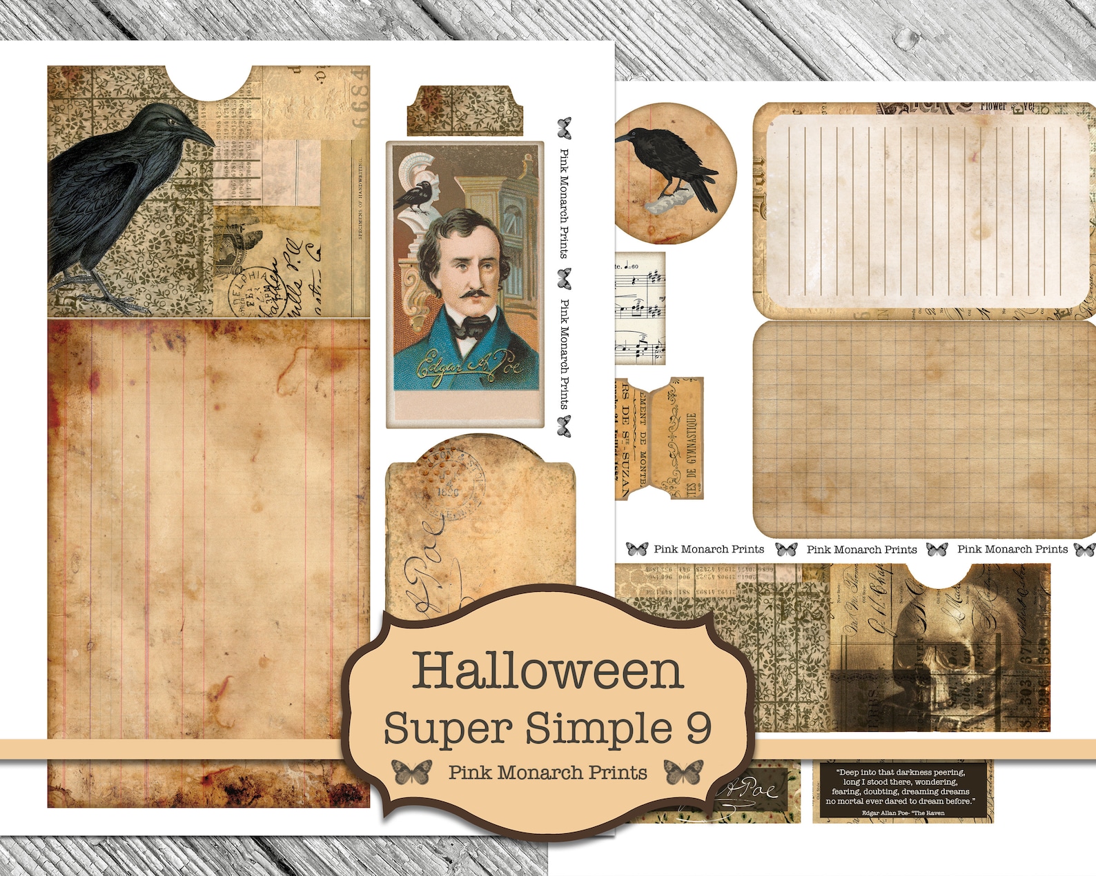 Halloween Super Simples 9, Junk Journal Kit, Edgar Allan Poe, Folio ...