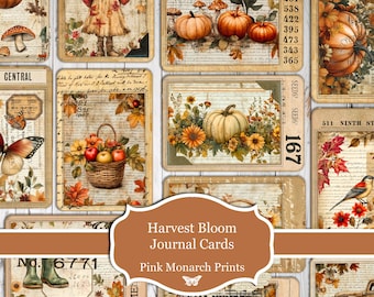 Harvest Bloom Journal Cards, Junk Journal Supplies, Vintage Ephemera, Junk Journal, Digital, Junk Journal Printable, Tag, Fall, Autumn