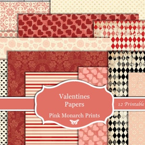 Papeles de San Valentín, Papeles imprimibles, Diario basura digital, Diario basura, Kit de diario basura, Diario basura romántico, Shabby Chic, San Valentín ki