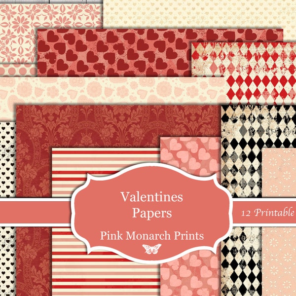 Valentines Papers, Printable Papers, Digital Junk Journal, Junk Journal, Junk Journal Kit, Romantic Junk Journal, Shabby Chic, Valentines ki