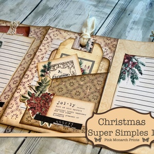 Christmas Super Simples 1, Junk Journal Kit, Junk Journal, Folio, Junk Journaling Ephemera, Christmas Junk Journal, Pink Monarch Prints